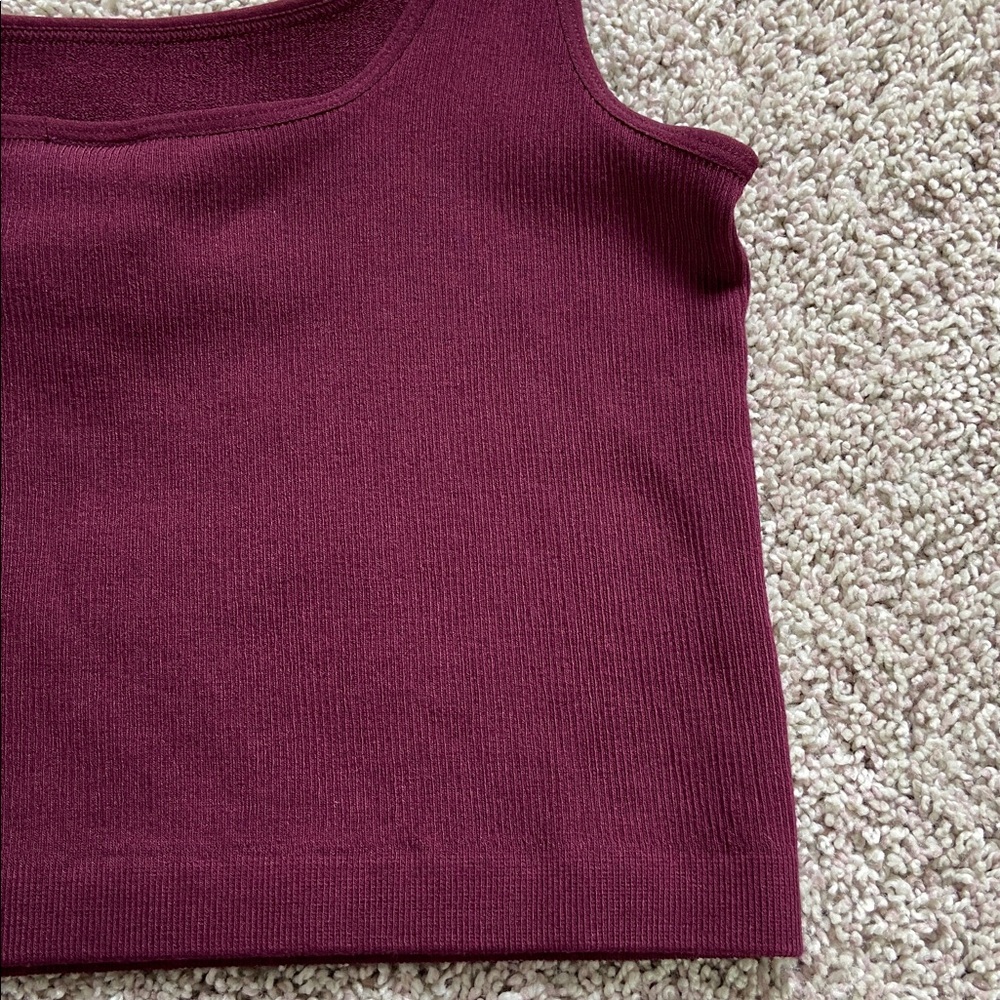 c’est moi • Maroon Fine Ribbed Cropped Bamboo Tank - Picture 8 of 12